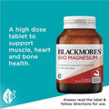 Blackmores Bio Magnesium 100 Tablets bottle front view, premium magnesium supplement for muscle relaxation and overall wellness.