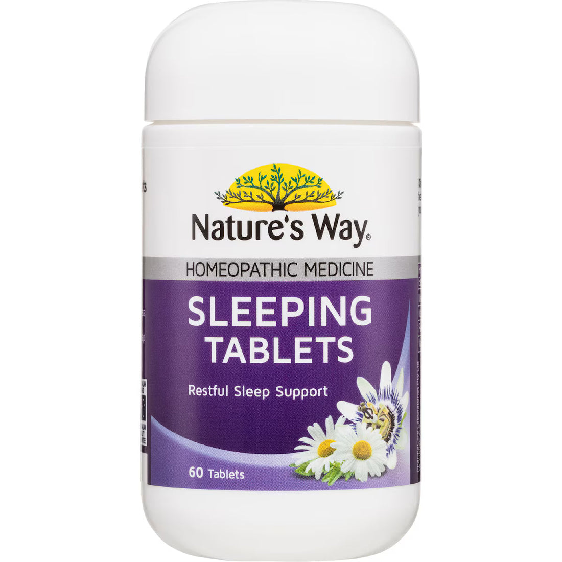Nature’s Way Sleeping Tablets 60 pack bottle on white background – natural sleep aid with herbal ingredients for restful night support