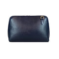 LeatherLuxe dark blue genuine leather clutch and shoulder crossbody bag with sleek design and gold-tone hardware