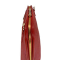 LeatherLuxe premium red leather clutch bag with gold hardware, designed for crossbody and shoulder wear, elegant women's accessory for evening and casual outings.