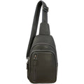 LeatherLuxe grey leather unisex sling bag – premium crossbody shoulder bag with adjustable strap, modern minimalist design, ideal for everyday use.