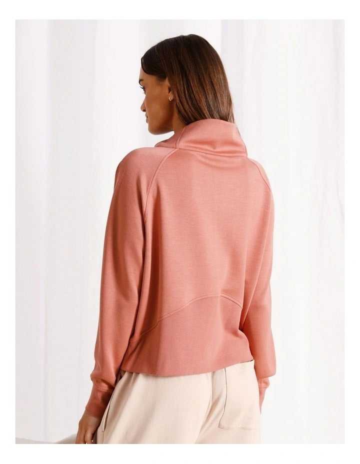 Scuba 1/4 Zip Sweat in Terracotta front view