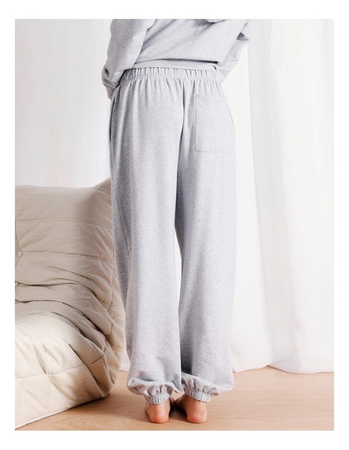 Chloe & Lola Grey Marle Cuffed Sweat Pants front view