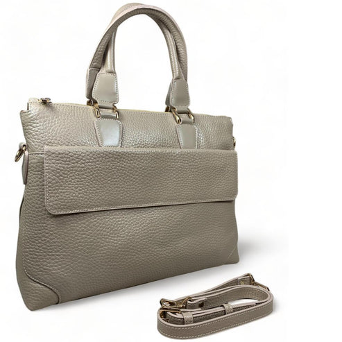 Premium Cream Leather Laptop Bag Unisex Business Bag