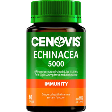 Cenovis Echinacea 5000 Capsules 60 pack for immune system support – natural herbal supplement for cold and flu relief.