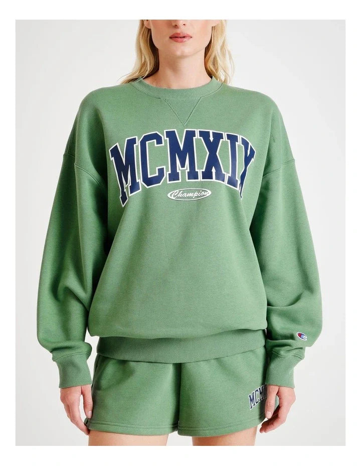 Champion oak green crew neck jumper with logo