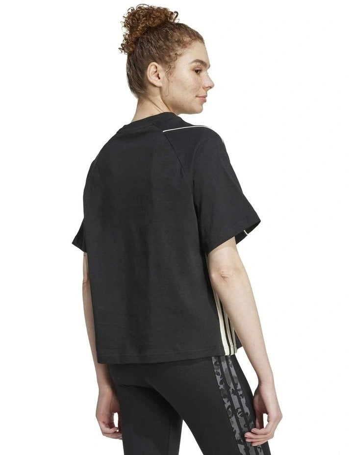 Adidas Stadium Stripes T-shirt in Black – Front View
