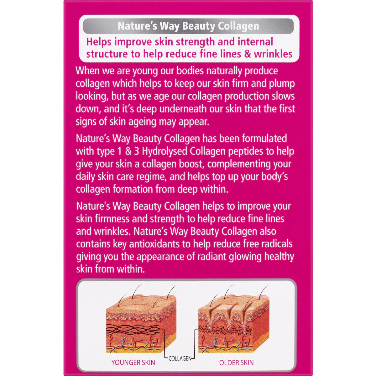 Nature's Way Beauty Collagen Tablets 120 pack, a dietary supplement designed to promote healthy skin, hair, and nails with collagen support in each tablet.