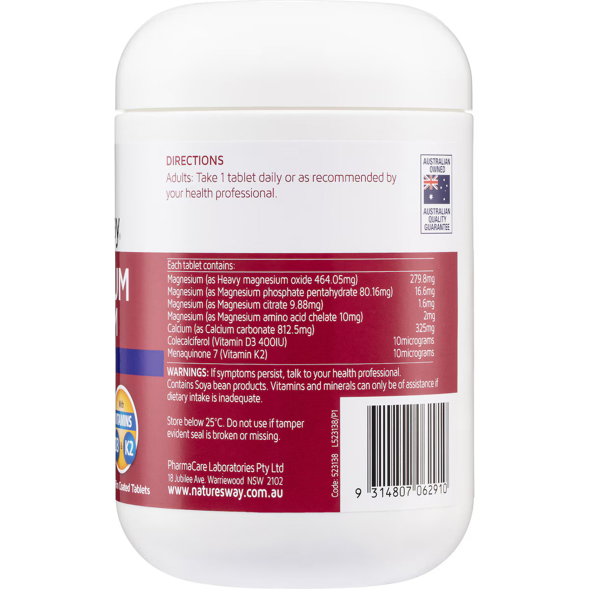 Nature's Way Magnesium + Calcium Muscle & Bones 150 pack, a dietary supplement bottle designed to support muscle function and bone health with magnesium and calcium.