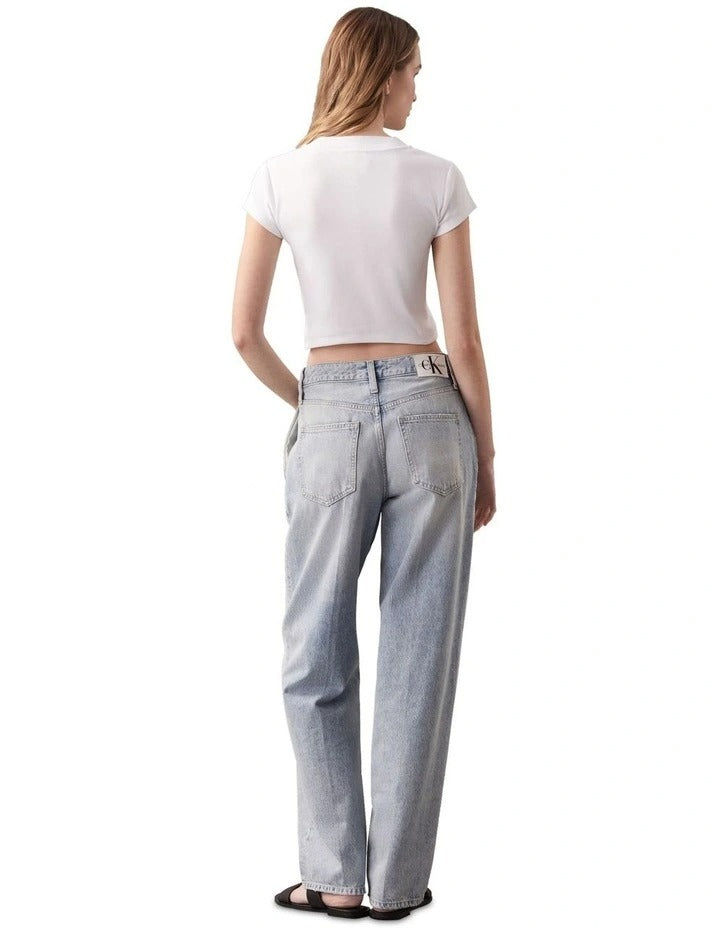 Calvin Klein Jeans Ribbed Baby Tee in White