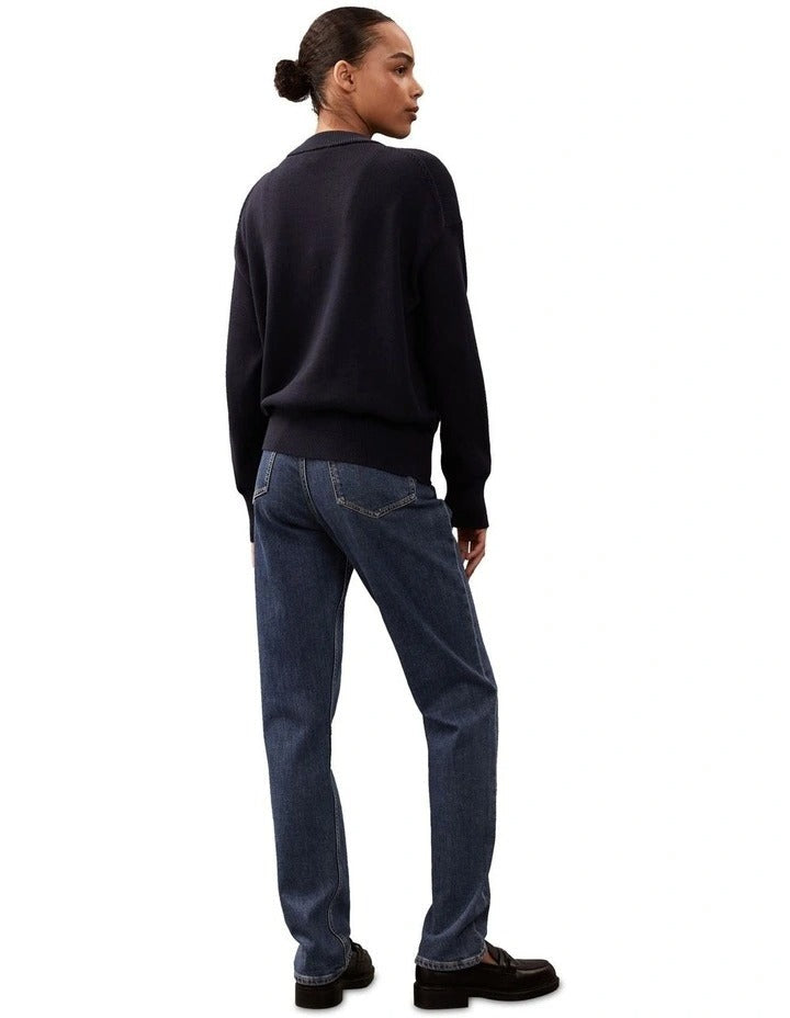 Calvin Klein Cotton Graphic Pullover Jumper Navy Front View