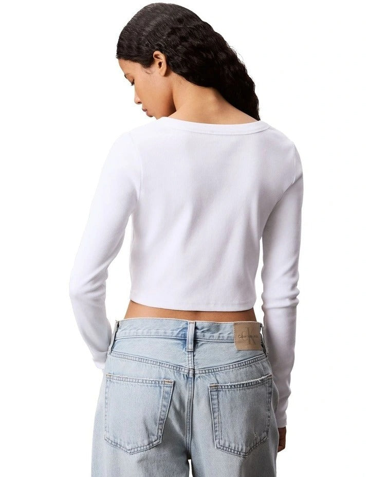 Cotton Graphic Pullover in white by Calvin Klein