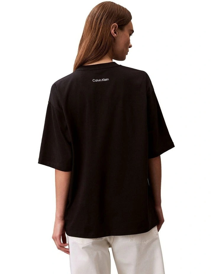 Calvin Klein Oversized Bold Logo T-Shirt in Black Front View