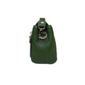 Elegant green leather handbag with gold-tone hardware — LeatherLuxe women’s shoulder bag made from premium genuine leather, ideal for everyday style and fashion.