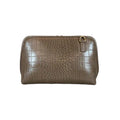 LeatherLuxe Khaki Crocodile-Style Leather Clutch and Shoulder Bag – Elegant Crossbody Handbag for Women