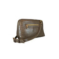 LeatherLuxe Khaki Crocodile-Style Leather Clutch and Shoulder Bag – Elegant Crossbody Handbag for Women