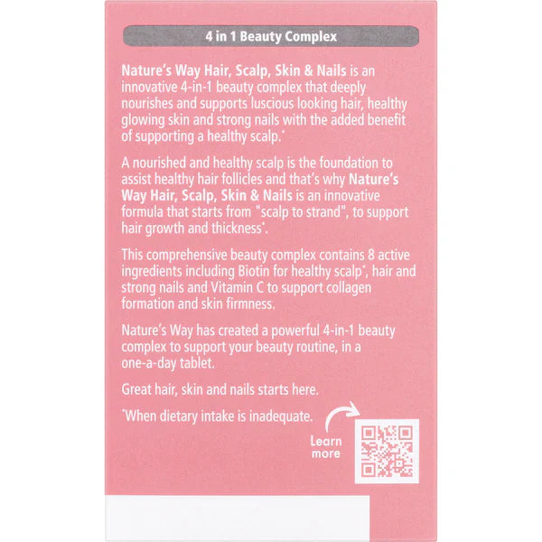 Nature's Way Beauty Hair Scalp Skin & Nails Tablets 60 pack for healthy hair, skin, and nails.
