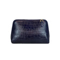 LeatherLuxe navy blue leather clutch bag and shoulder crossbody handbag for women – elegant, premium genuine leather design with adjustable strap and gold accents.