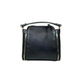 LeatherLuxe elegant black leather handbag for women – premium shoulder bag with sleek design and gold accents