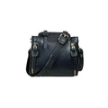 LeatherLuxe elegant black leather handbag for women – premium shoulder bag with sleek design and gold accents