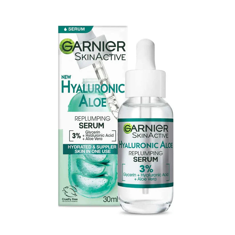 Garnier Skin Active Hyaluronic Aloe Replumping Serum 30ml for hydration, plump, and radiant skin