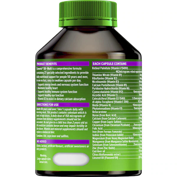 Cenovis 50+ Multivitamin Capsules 100 pack – Daily multivitamin for energy, immune support, and overall vitality for adults over 50.