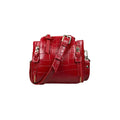 Luxury red leather handbag for women in crocodile pattern — LeatherLuxe shoulder bag with elegant design and premium finish.