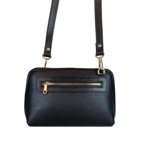 Black Leather Clutch Bag Shoulder and Crossbody Bag