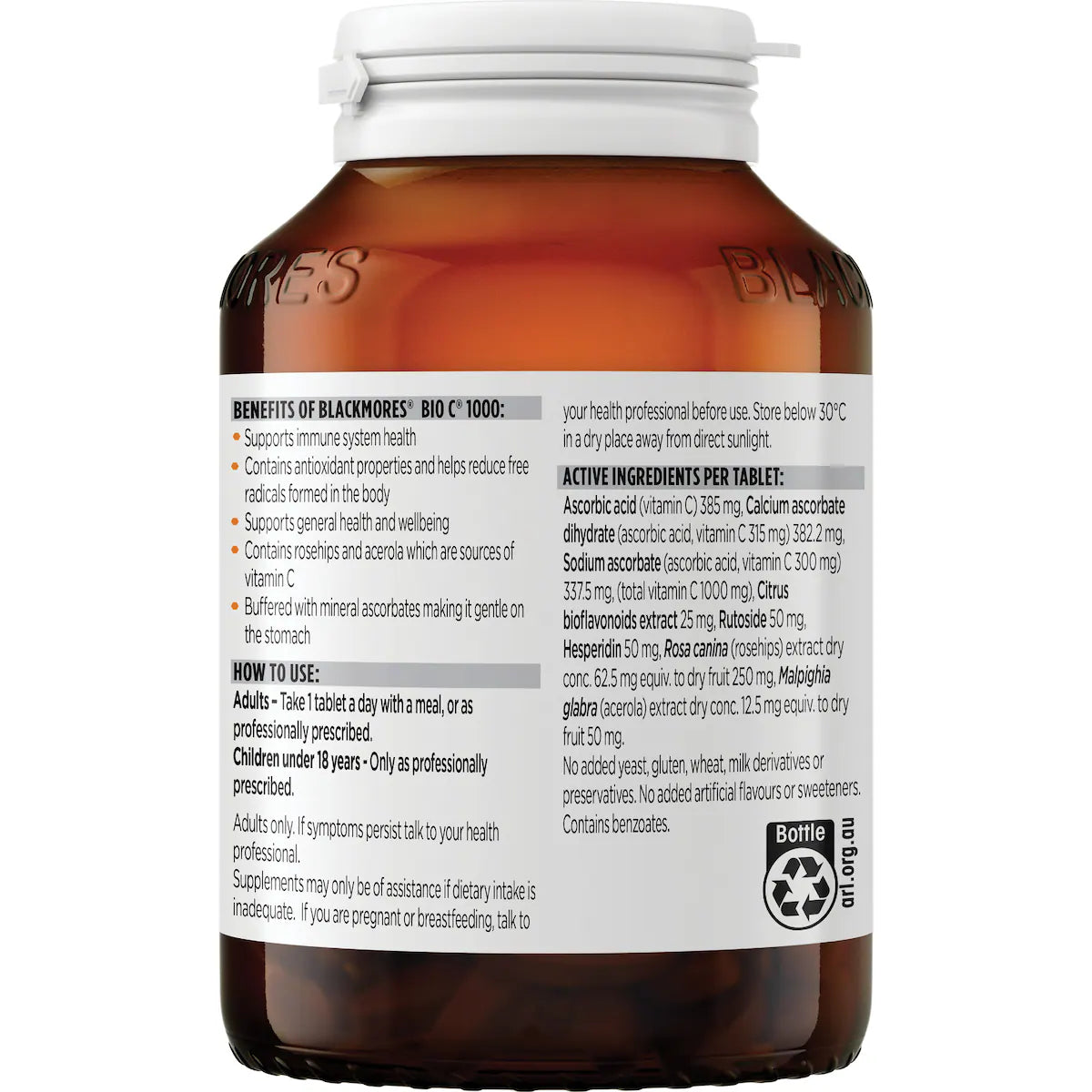 Blackmores Bio C 1000mg Vitamin C Tablets 150 Pack – Immune Support Supplement Bottle