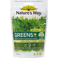 Nature's Way Super Foods Green Boost 100g powder in a green and white pouch, plant-based superfood supplement rich in vitamins and minerals for daily wellness.