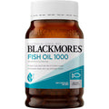 Blackmores Fish Oil 1000mg Omega-3 Capsules 200 pack, front view showcasing the packaging of the supplement, highlighting the product's size, dosage, and branding.