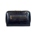 LeatherLuxe black leather clutch bag with detachable shoulder strap and crossbody option – elegant women’s evening handbag made of premium genuine leather.