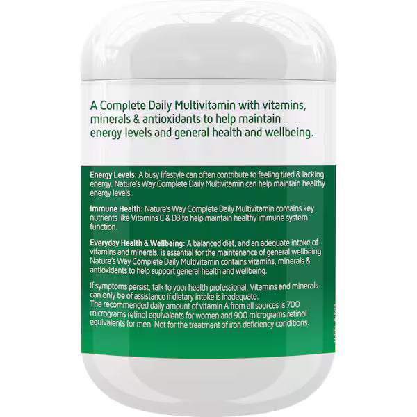 Nature's Way Daily Multivitamin with Antioxidants Coated Tablets, 250-pack, providing essential vitamins and antioxidants for overall health and wellness.