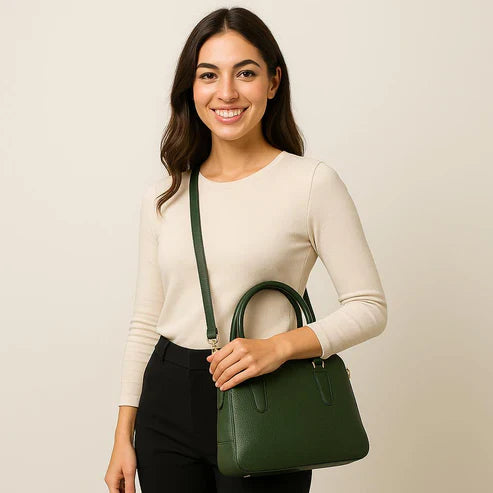 Green Leather Office Bag by LeatherLuxe