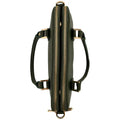 Elegant green leather office bag with detachable shoulder strap, ideal for professionals and business travel.