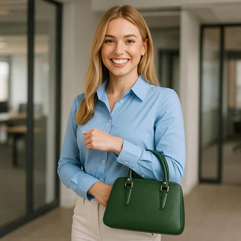 Green Leather Office Bag by LeatherLuxe