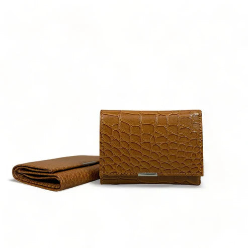 LeatherLuxe premium women’s leather wallet and card holder with secure locker, elegant compact design, luxury brown finish
