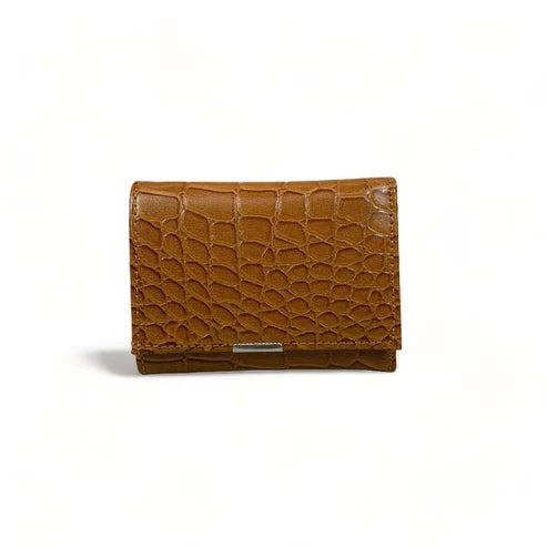 LeatherLuxe premium women’s leather wallet and card holder with secure locker, elegant compact design, luxury brown finish