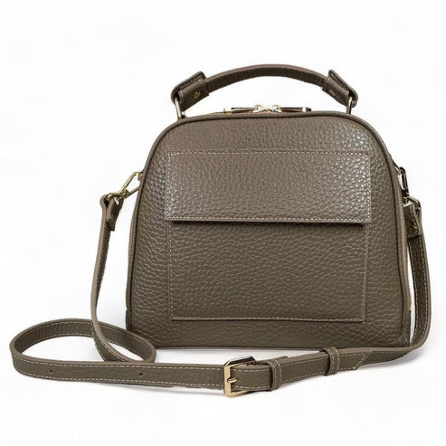 Leather Women's Handbag Beige Satchel