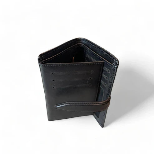 LeatherLuxe Black Genuine Leather Wallet with Card Holder – Premium Men’s Slim Bifold Wallet