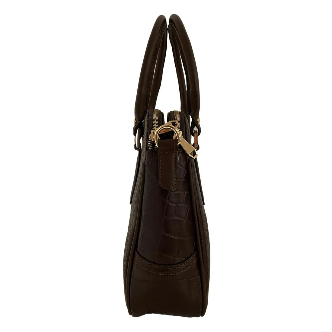 LeatherLuxe dark brown croc-embossed genuine leather office bag for men and women with premium finish and modern professional design