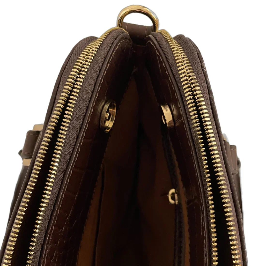 LeatherLuxe dark brown croc-embossed genuine leather office bag for men and women with premium finish and modern professional design