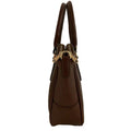 LeatherLuxe brown leather office bag with adjustable shoulder strap, durable stitching, and premium finish — stylish and functional for business and daily use.