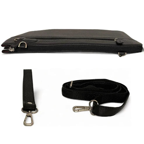 Black Leather Wristlet – Front View