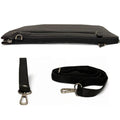 LeatherLuxe black leather wristlet, large unisex shoulder bag with sleek minimalist design and premium craftsmanship