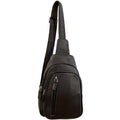 Dark Brown Leather Unisex Sling Bag front view