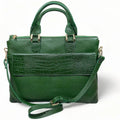 LeatherLuxe green leather unisex laptop bag — premium large leather travel and office bag for men and women
