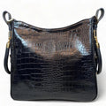 Premium black crocodile leather tote bag for women – elegant professional handbag for work and travel, featuring spacious design and luxury finish