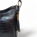 Premium black crocodile leather tote bag for women – elegant professional handbag for work and travel, featuring spacious design and luxury finish