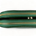 LeatherLuxe Green Leather Women's Shoulder Bag in Crocodile Style — Elegant crossbody bag with textured pattern and gold-tone details
